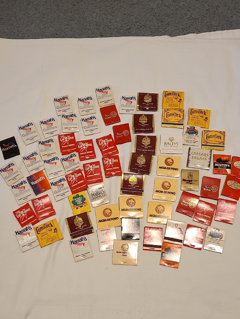 Lot of 65 Matchbooks Unused, mostly Reno Nevada Decor Casino Harrahs Matches